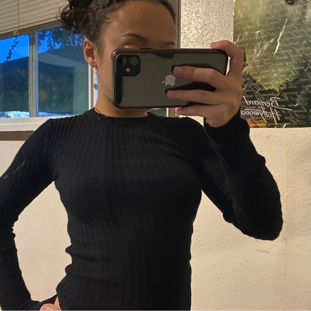 Black Ribbed Women's long sleeve